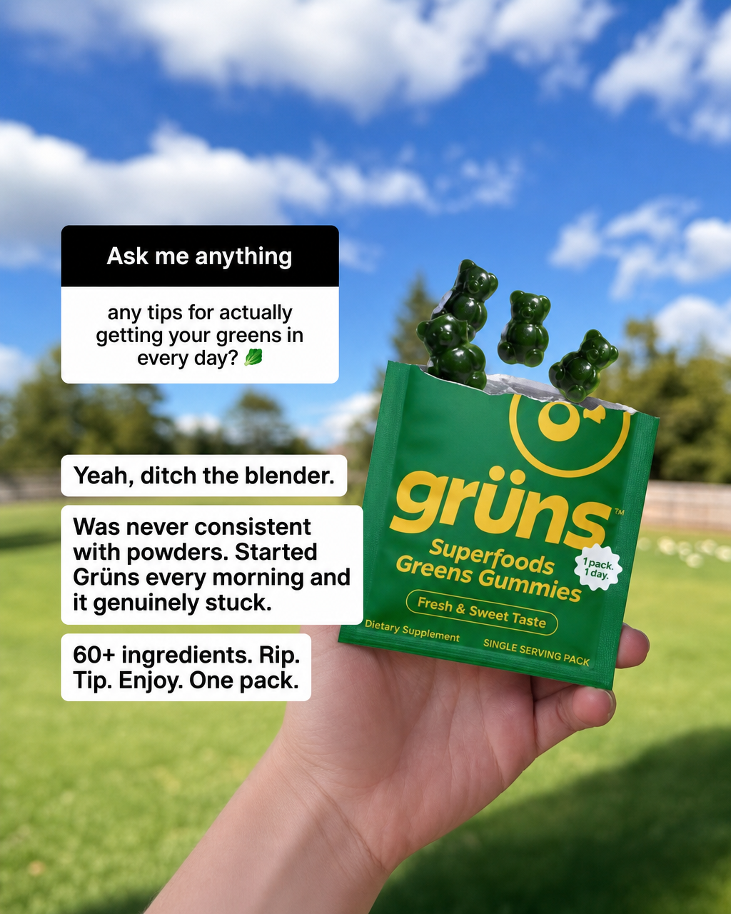 Grüns Social Hack Gruns  Ad 01 Ama Greens Tips